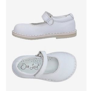 Oca Loca vial white leather Mary Janes shoes. Unworn with original box.